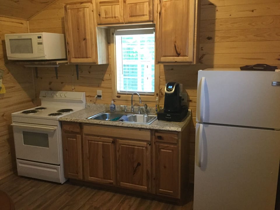 Kitchen: Electric Stove, Microwave, Refrigerator, Keriug Coffee