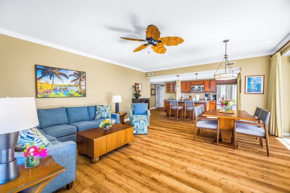 Your living area flows seamlessly from lounging to dining, with space to gather, play games, or watch a show.