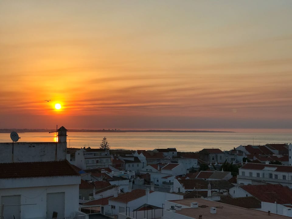 Sunset on our roof terrace.