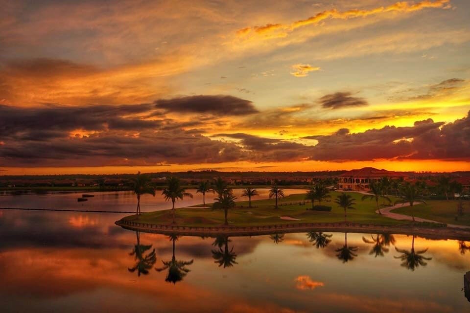 Sunset over the new clubhouse