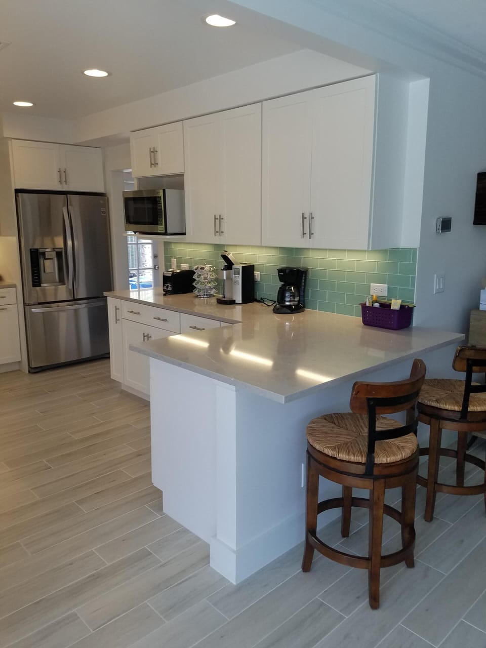 New kitchen is a pleasure to cook in or just hang out on the bar stools