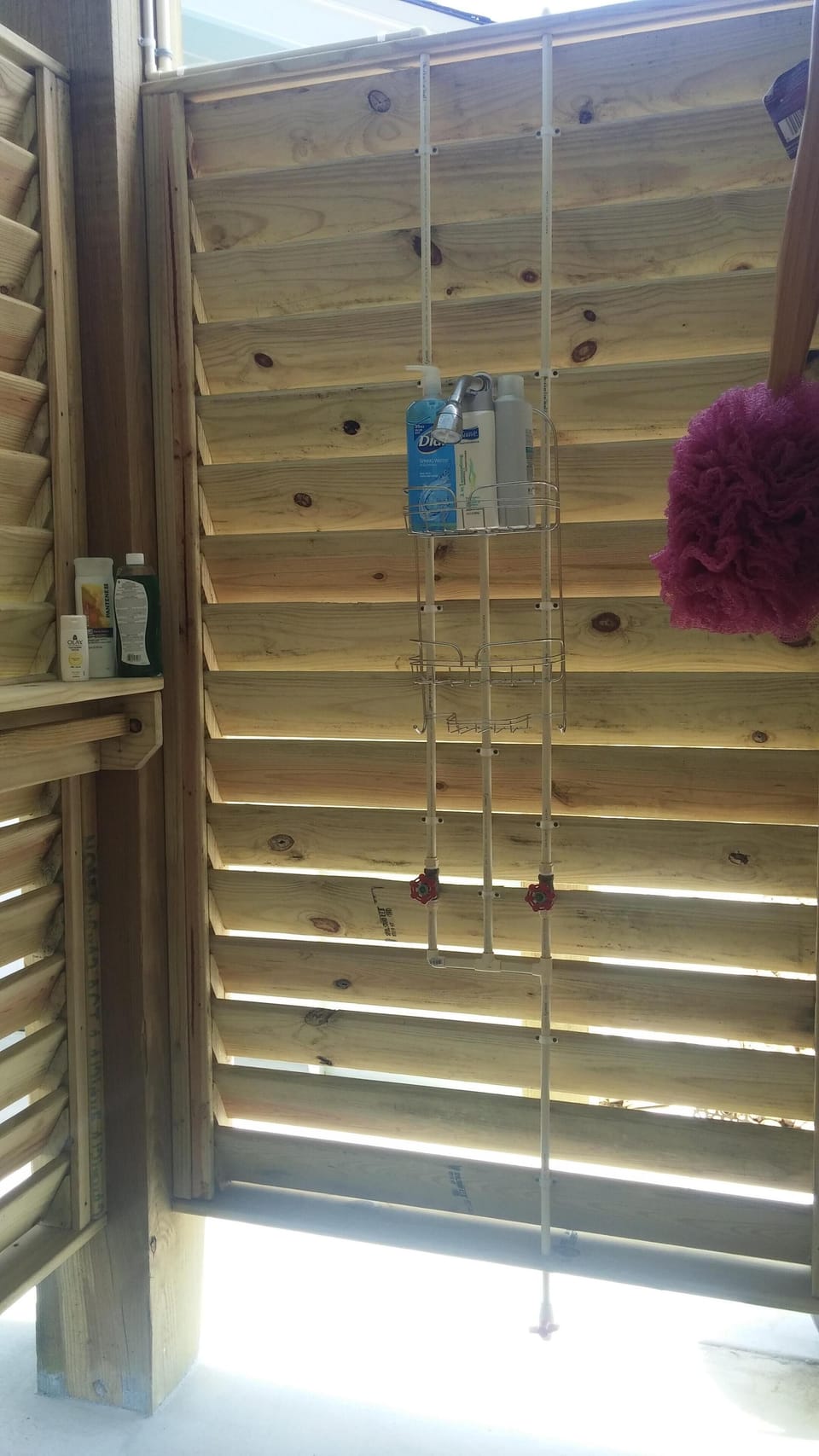 outdoor shower. We provide the soap and shampoo!