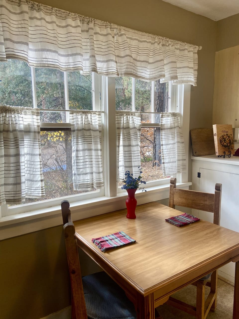 The kitchen dinette seats two.
