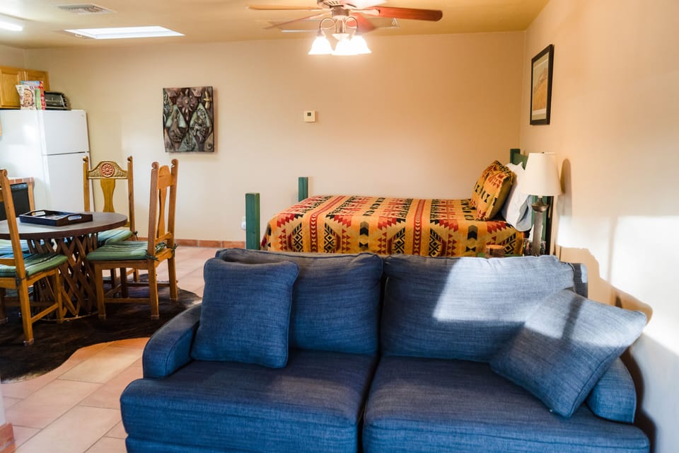 The sleeper loveseat (full size) and the queen sized bed.