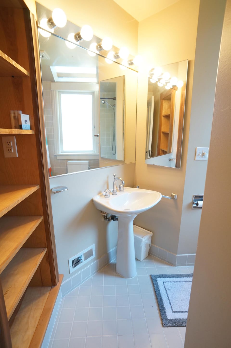 Each bedroom has its own bathroom. This one is attached the larger south bedroom