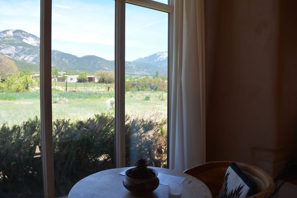 Close up of East facing Taos Mountain & pasture views.