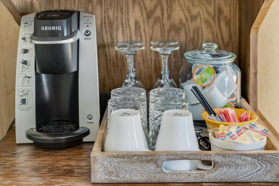 We also provide whiskey and wine glasses and a corkscrew for you convenience.