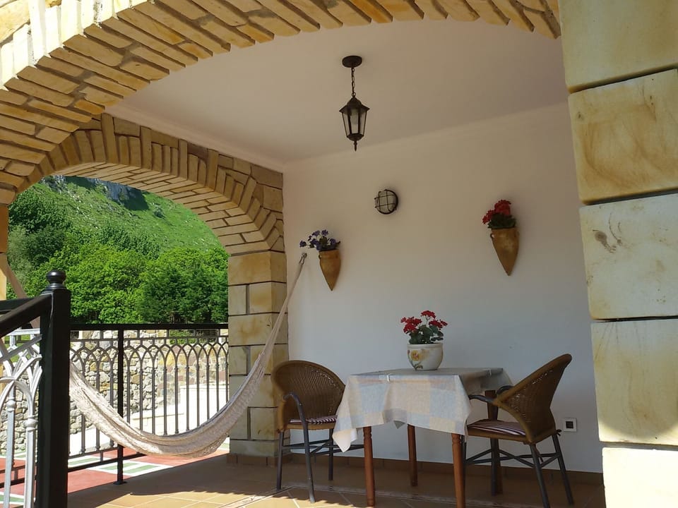 Porch overlooking the sea and mountain