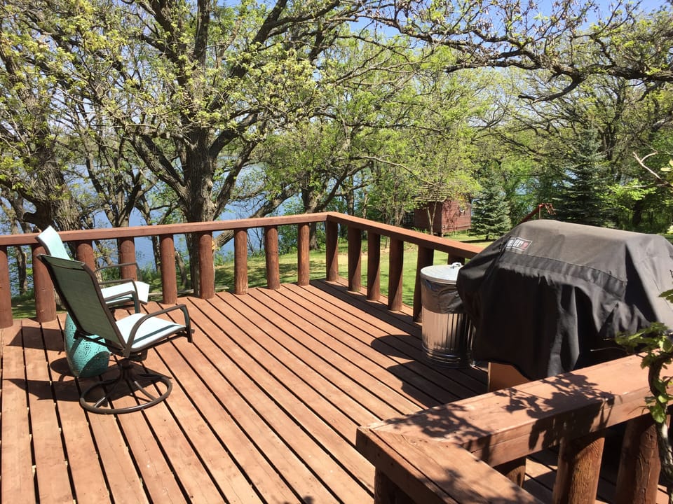 South-facing deck and Weber grill