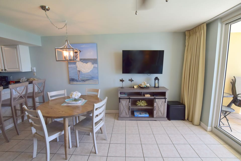 Living room with 55” wall mount smart tv
