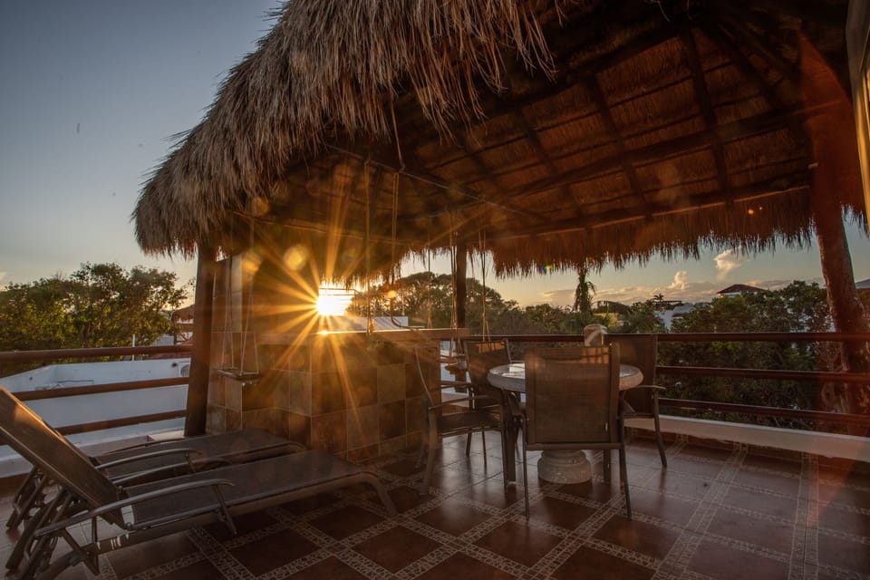 The sunset in the terrace