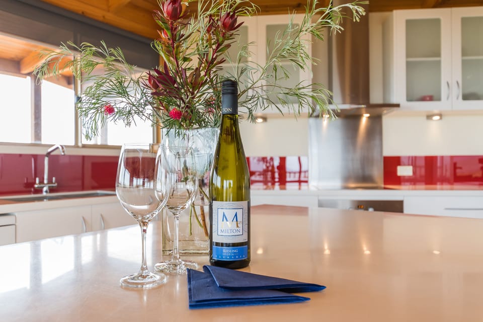 A drink for two, award-winning Riesling, complementary for an over 3 night stay