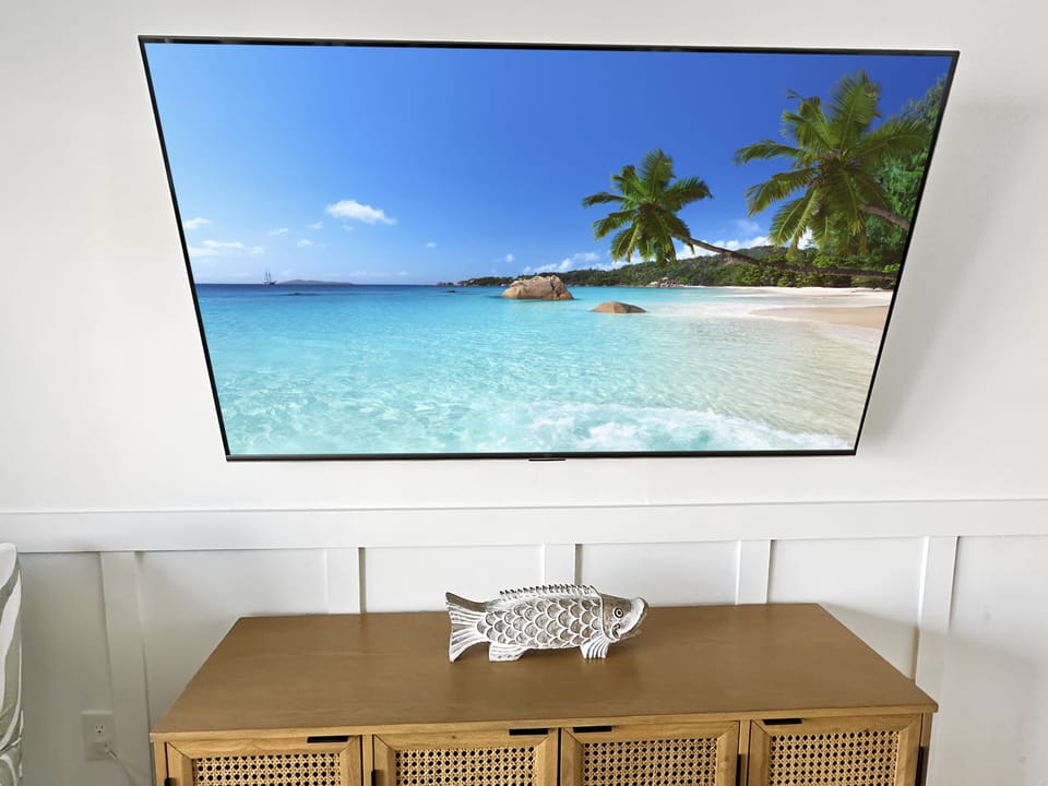 Living room has a 65' smart TV
