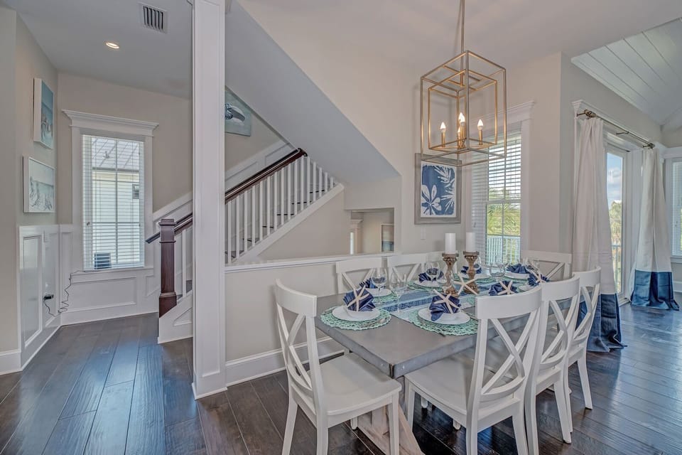 Dining room is located just off the stairs on the second level