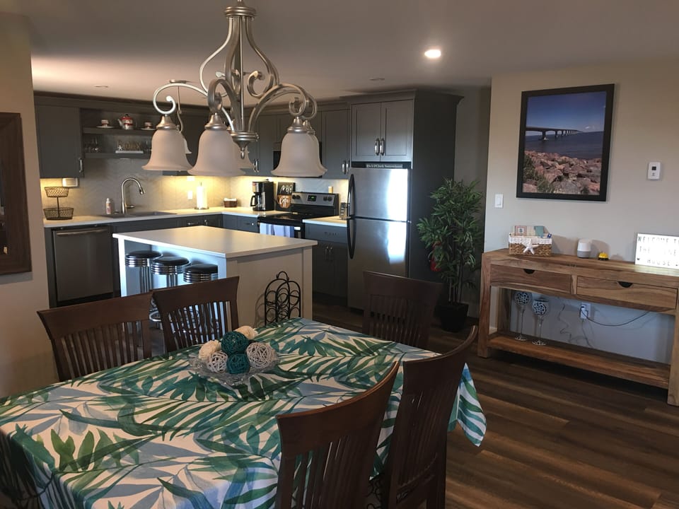 Dining room and gourmet kitchen.