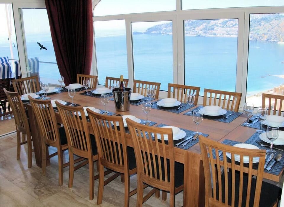 Dining table set for 14 with a view
