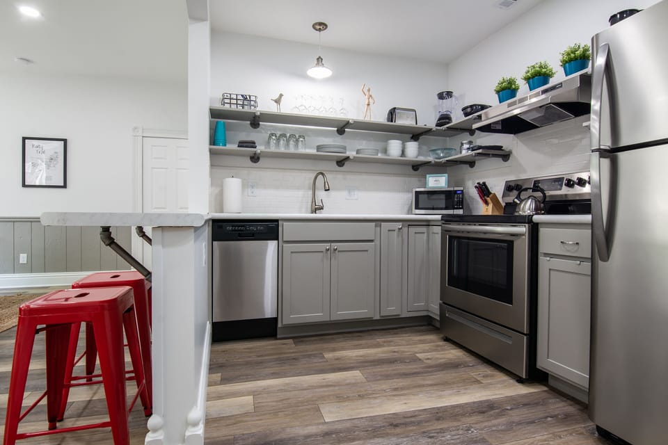 Fully equipped kitchen, including a dishwasher