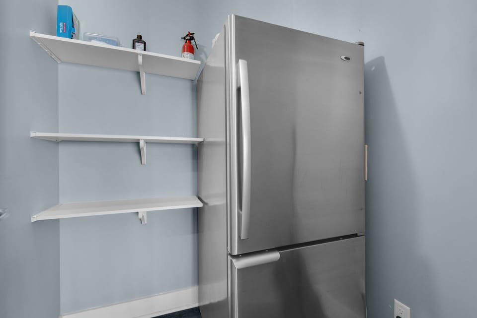 2nd rfridge w/ ice-maker, 1st Aid Kit, fire extinguisher, plenty of shelf space