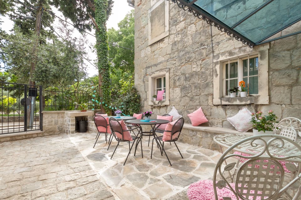Charming and peaceful garden where you can take a break with glass of wine  :  )