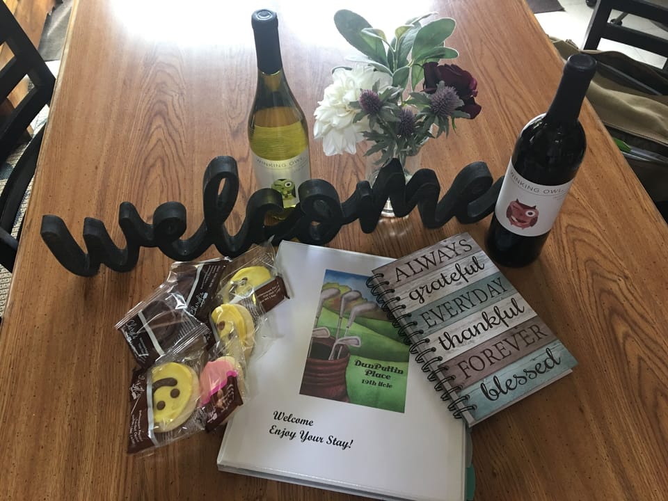 Every guests is greeted with a welcome; wine and gourmet cookies