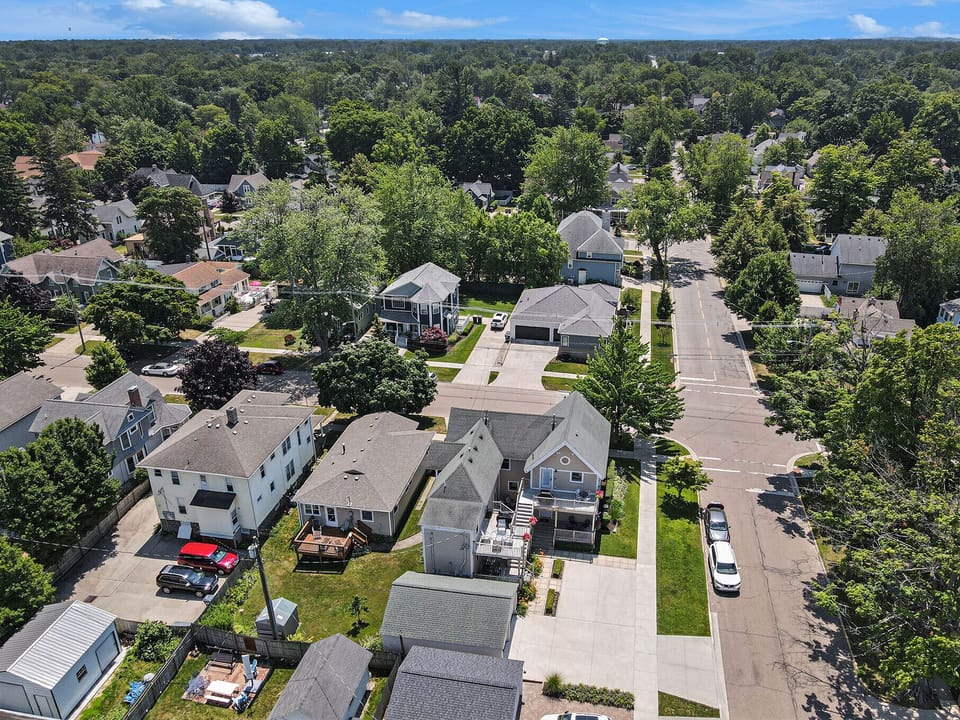 Aerial view of the Michiana Apartments located at 303 Michigan Avenue.