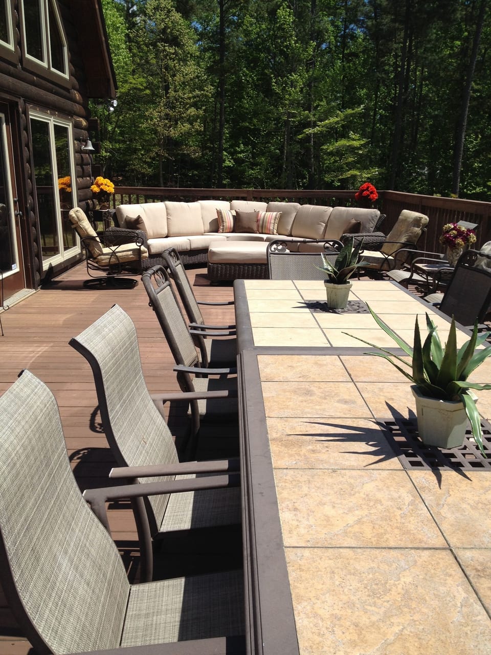 Outdoor dining w/seating for twelve.  Enough deck seating for twenty-two or more