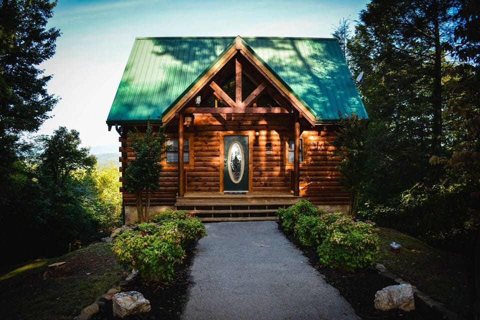 Our Beautiful Cabin with Mountains in the Background