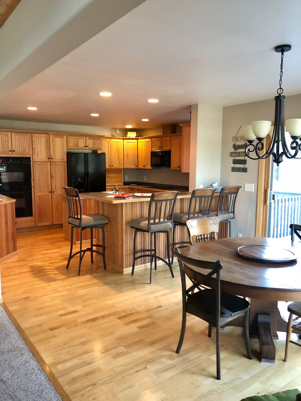 Large kitchen and dining area