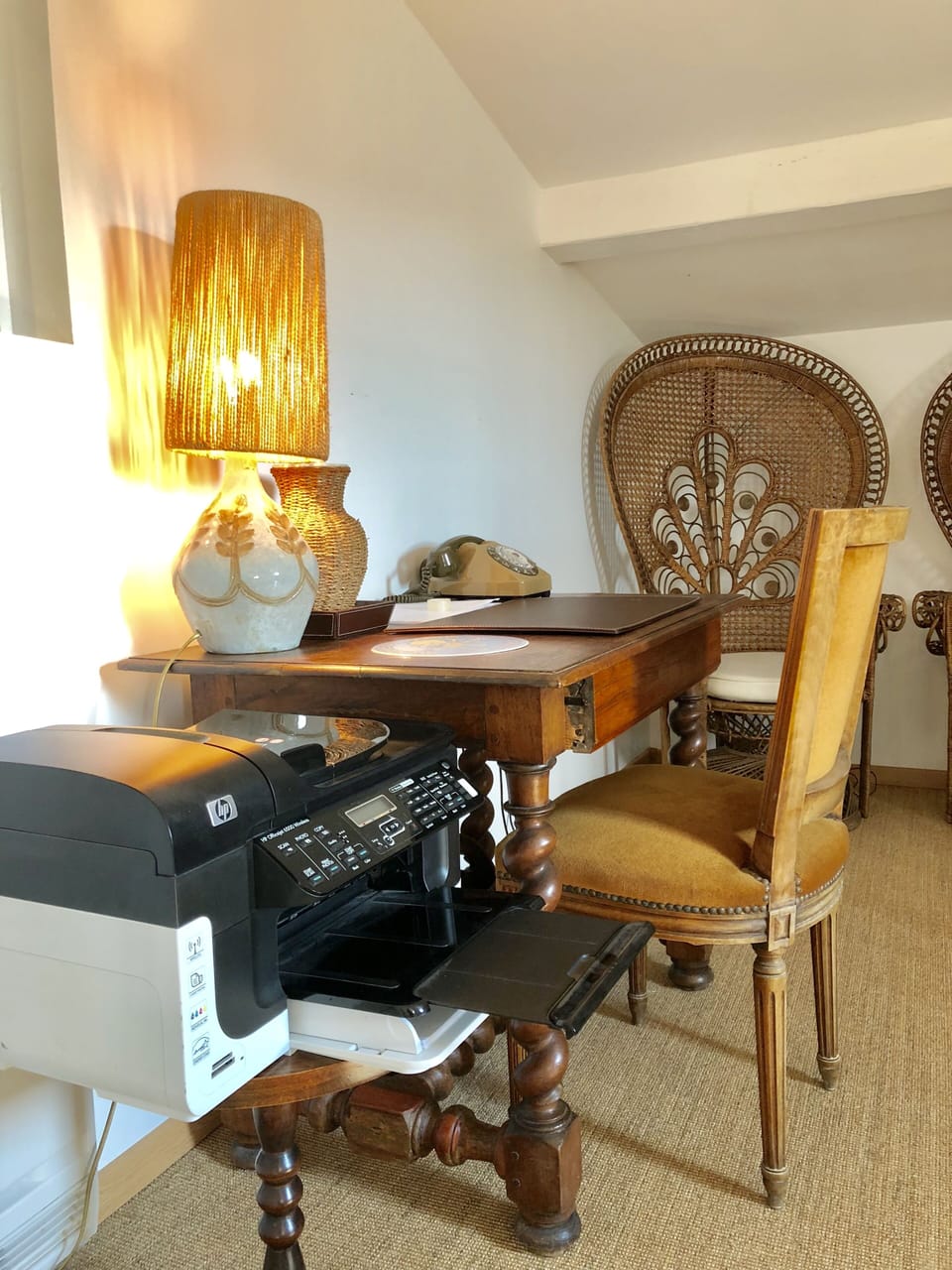 Office desk with printer