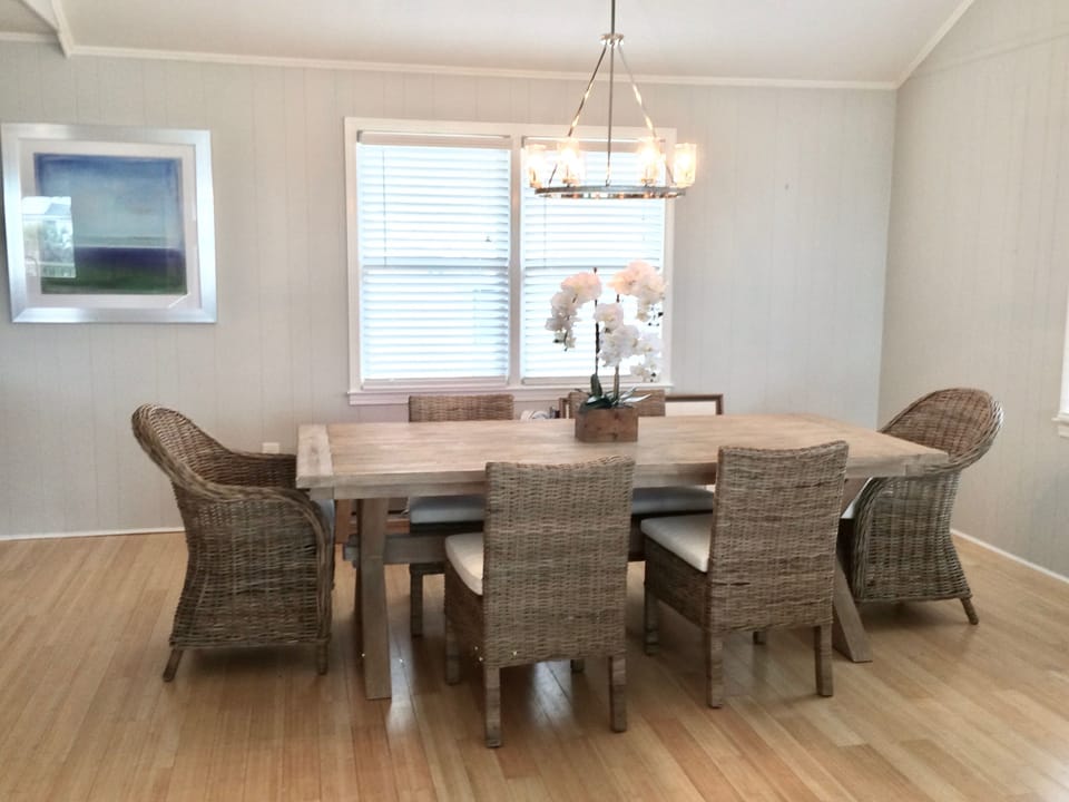 3 Dining areas: Screen Porch, Dining Table, or under house patio set.