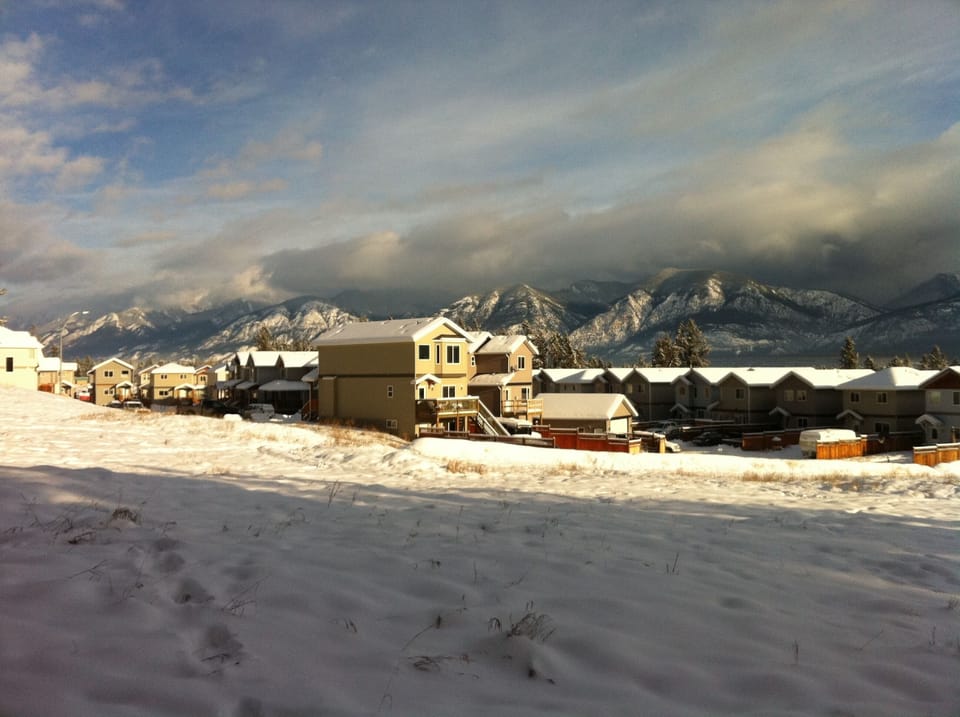 A view of the house from a winter walk around the backfield.