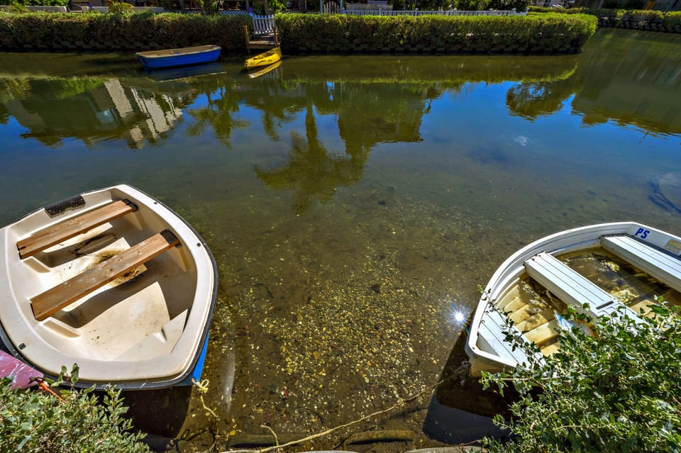 take row boats  out on the canal for a fun unique afternoon