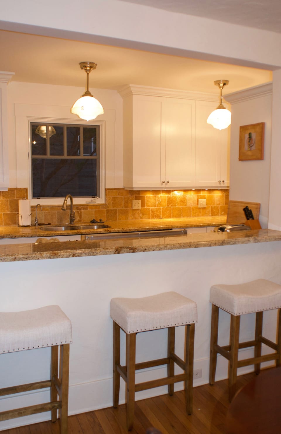 Bar stools off the kitchen