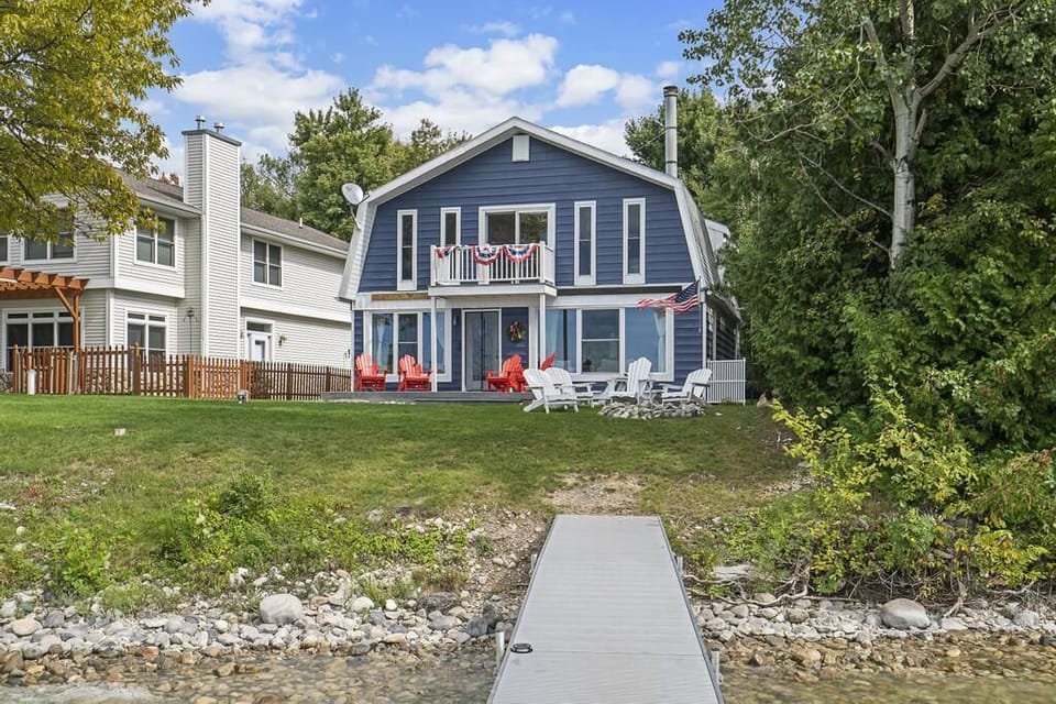 Facing the lakeside of the house