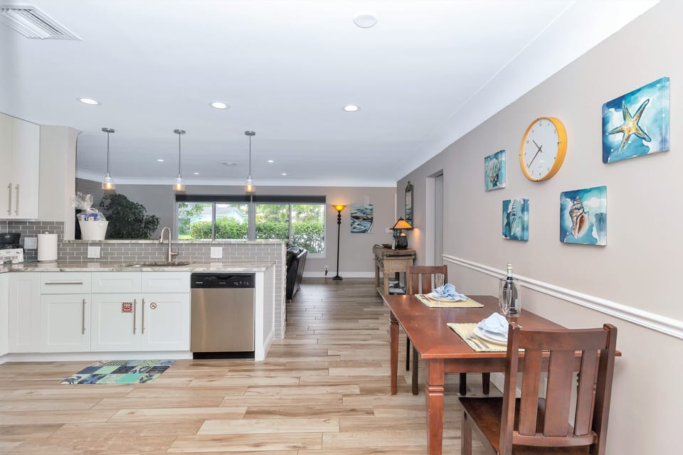 Custom Kitchen, Bar and Dining Area for Meals and Entertainment