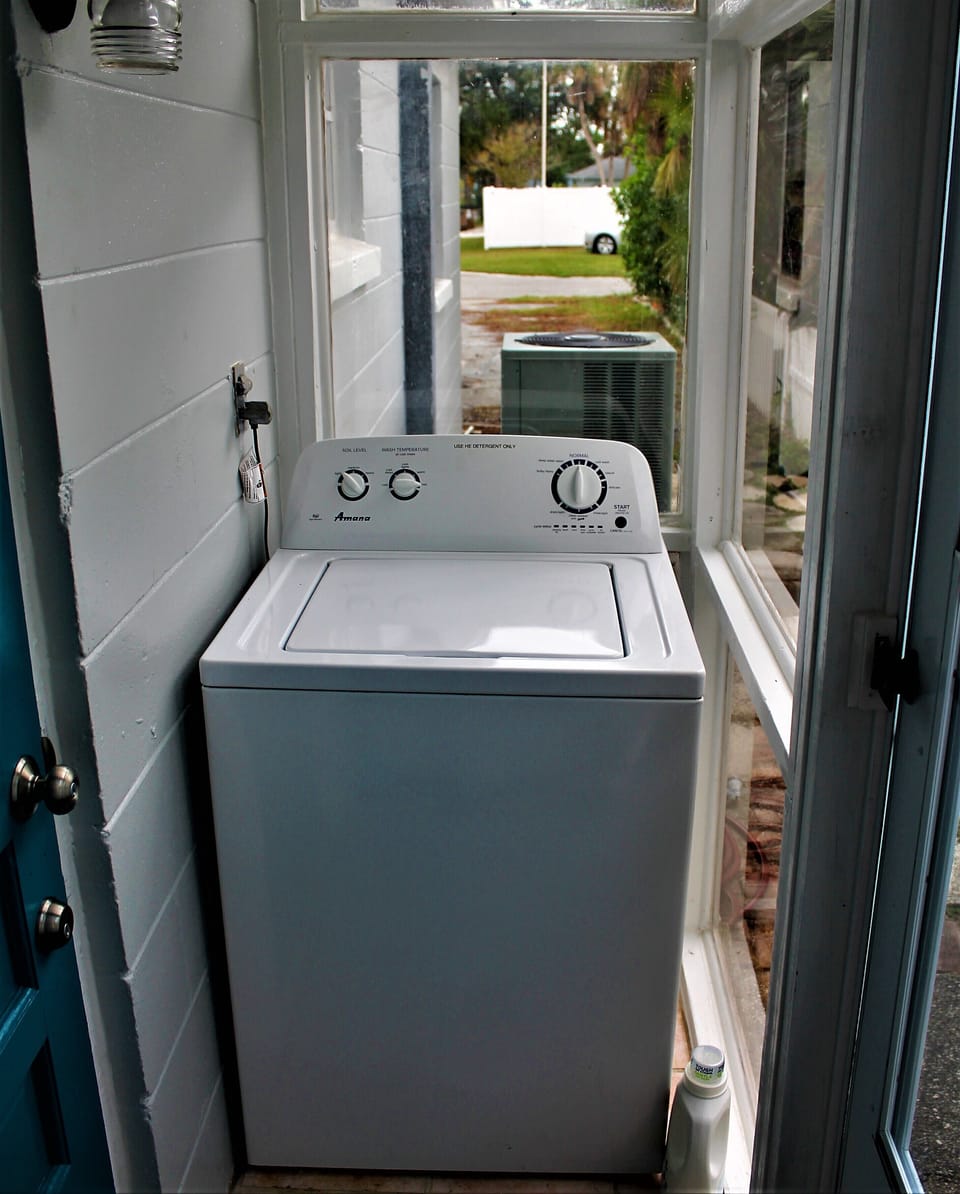 Washer and dryer in unit. Detergent is included.