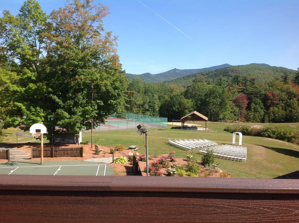 Basketball and tennis courts.