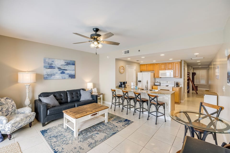 Living area and bar seating