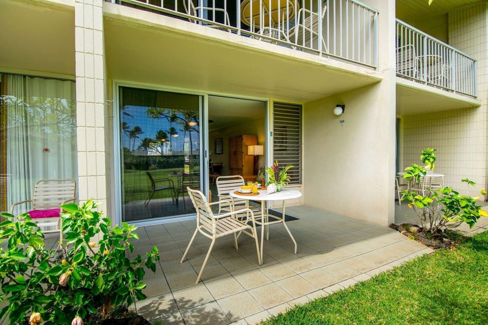 Enjoy a meal or your morning coffee on our covered lanai.