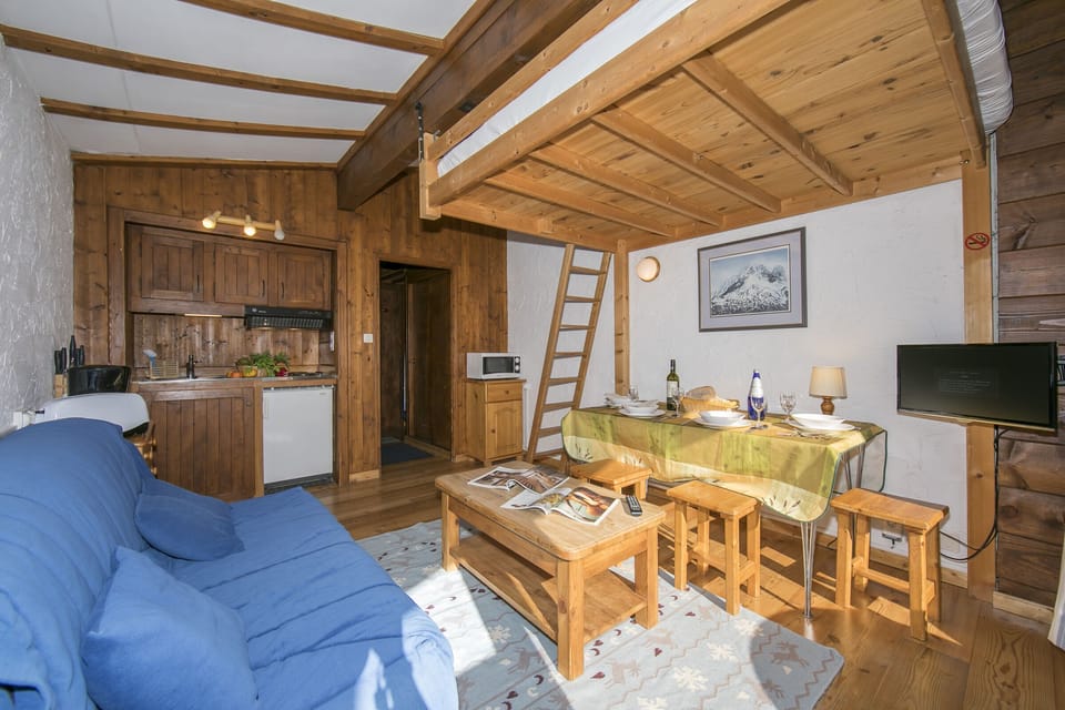 Double bed  on mezzanine