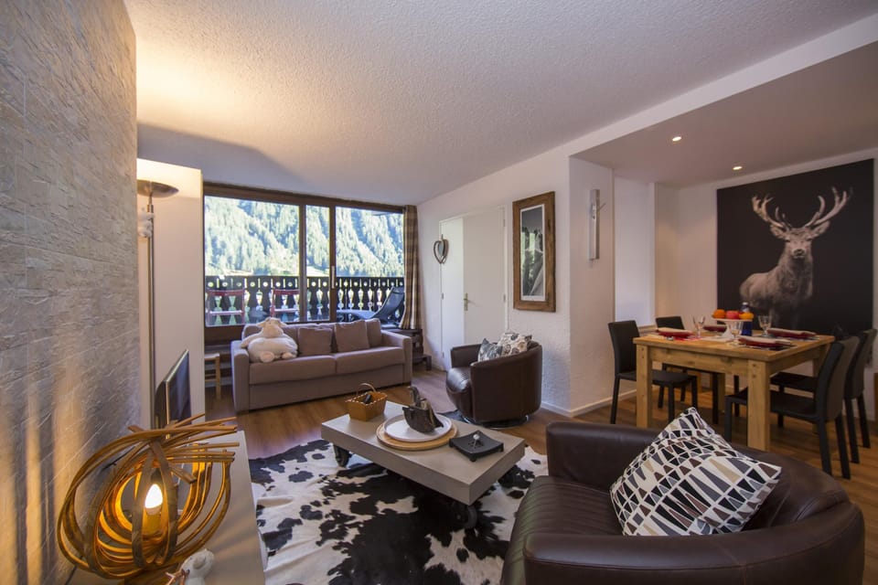 Modern living room with a private balcony