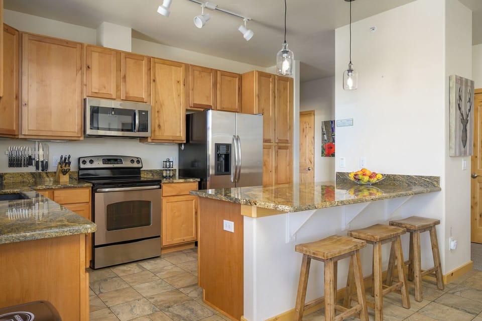 Modern kitchen with stainless steel appliances