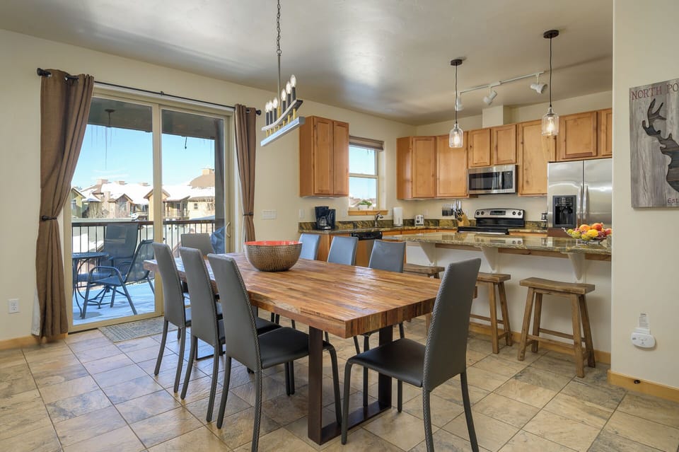 Seating for eight at the dining table and three more at the breakfast bar