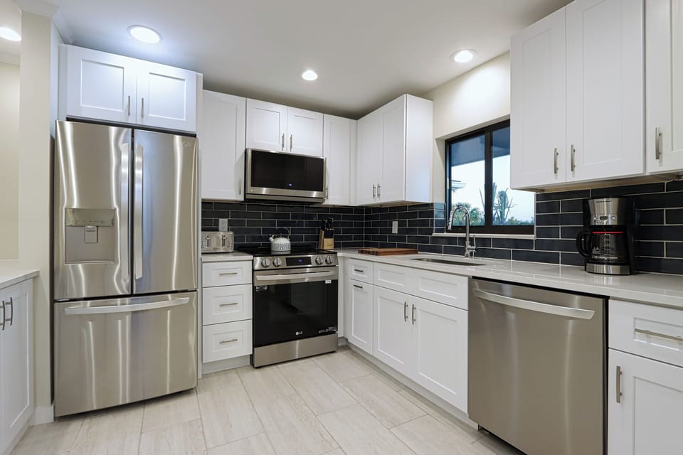 Kitchen with stainless steel appliances
