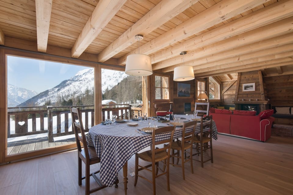 Bright dining and living area