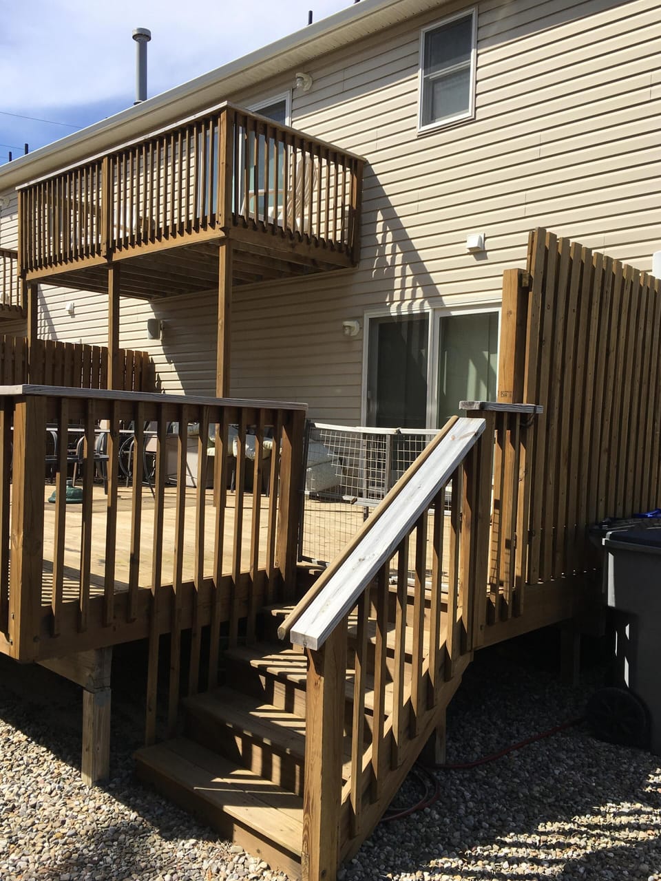 Back decks.  Top deck is off Master bedroom.