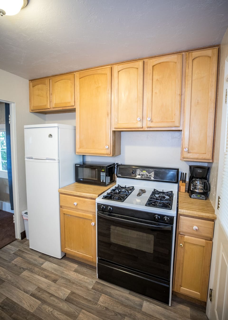refrigerator, microwave oven, stove