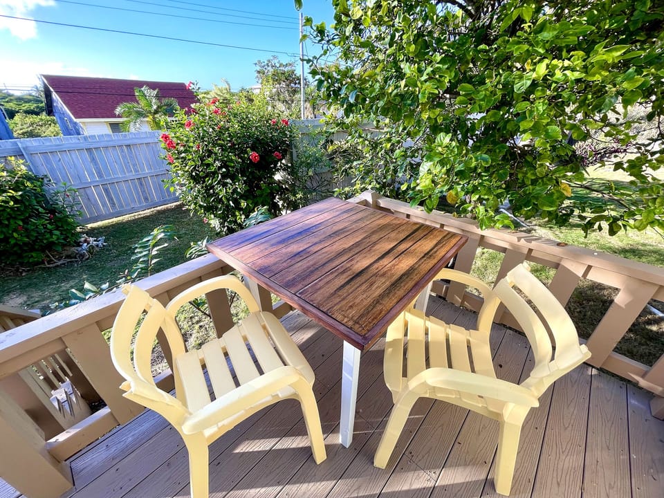 Exterior table and chairs for breakfast n coffee while you hear the birds chirp.
