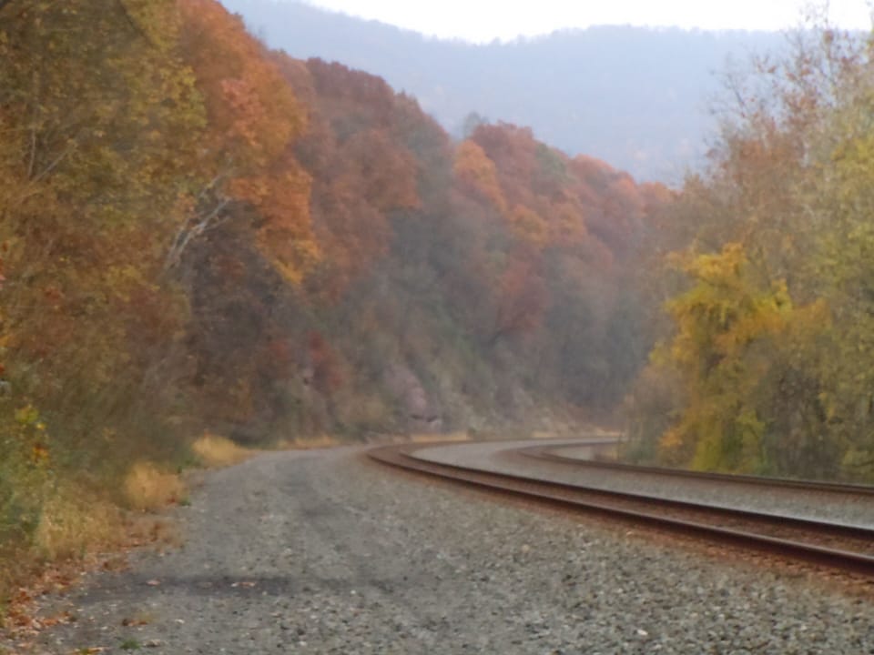 train tracks at end of driveway along the Juniata river