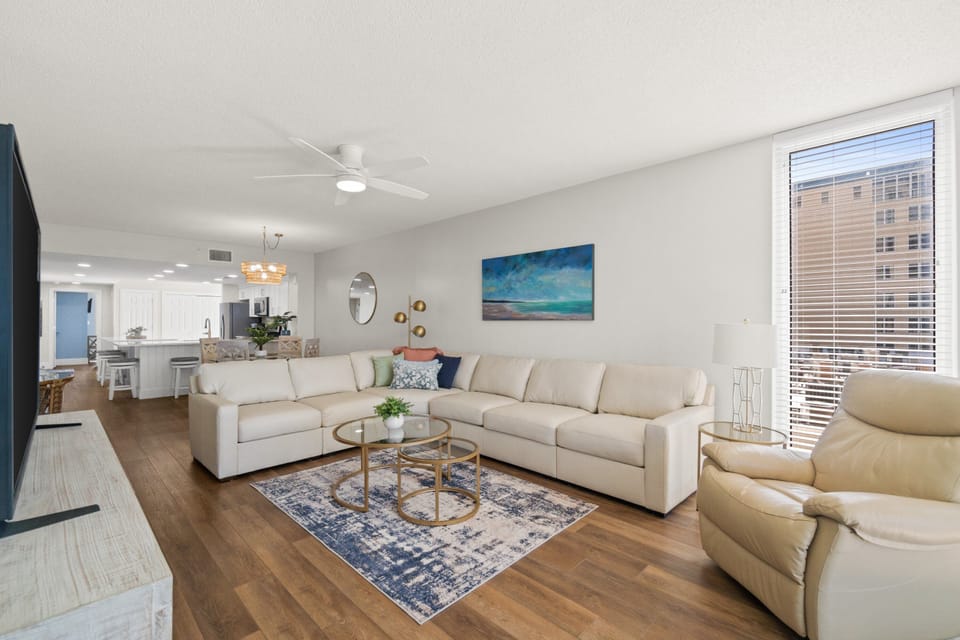 Gulf Front Living Area with Sleeper Sofa